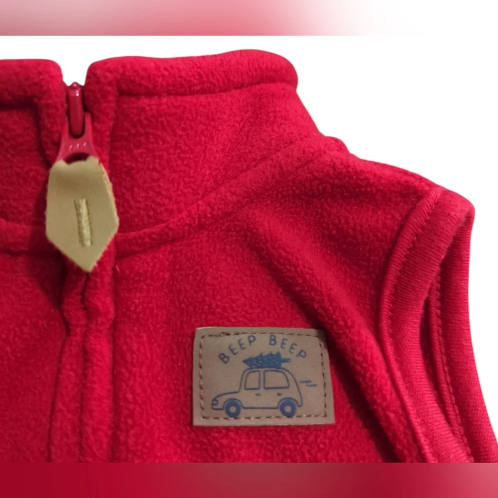 Carter's Red Fleece Baby Vest Size 6 Months.